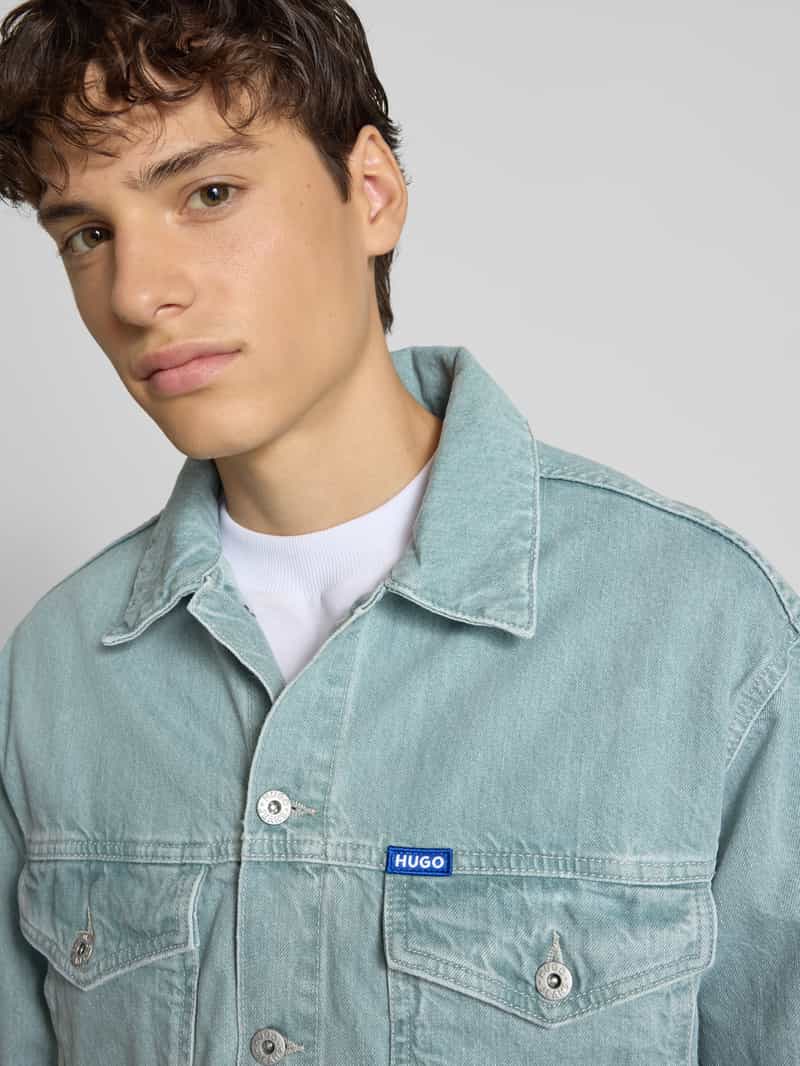Hugo Blue Jeansjack met borstzakken en labelstitching model 'Dex'