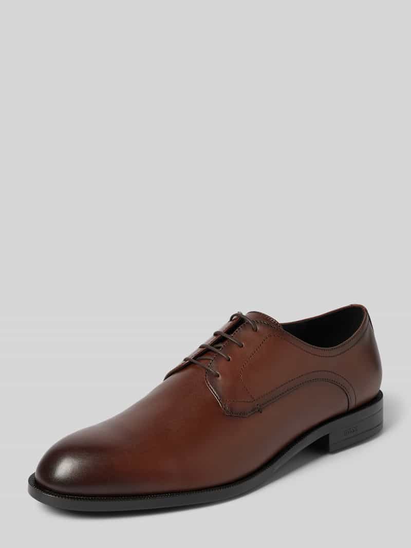 Leren derbyschoenen met labeldetails, model 'Tayil'