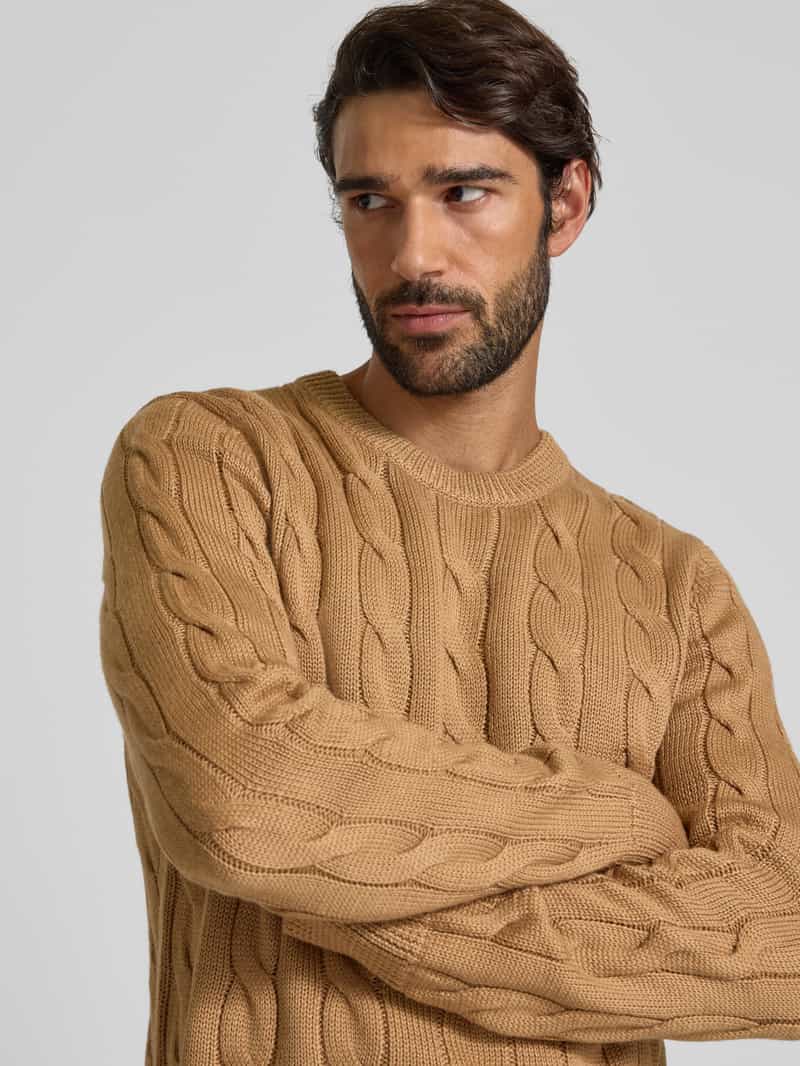 Matinique Gebreide pullover met kabelpatroon en ronde hals