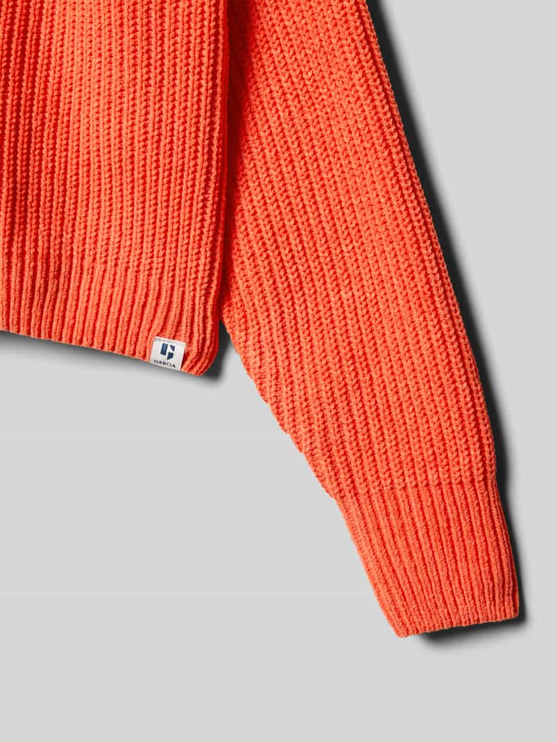Garcia Gebreide pullover met ronde hals en labeldetail