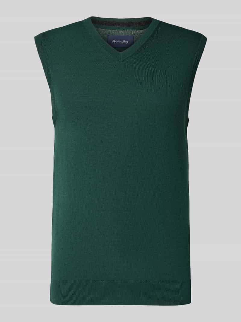 Christian Berg Men Gebreid shirt van een mix van merinowol met V-hals