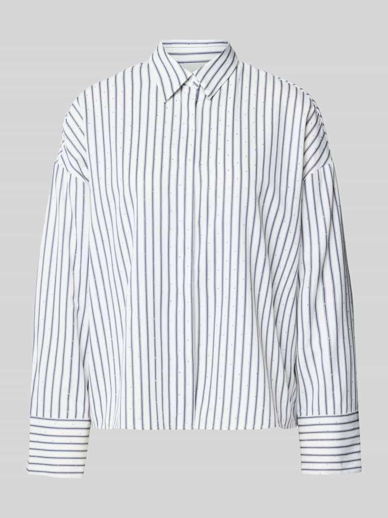 Ichi Relaxed fit overhemdblouse met strass-steentjes model 'PIPER'