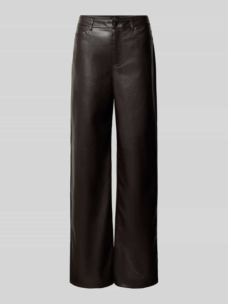 Monari Broek in leerlook met steekzakken