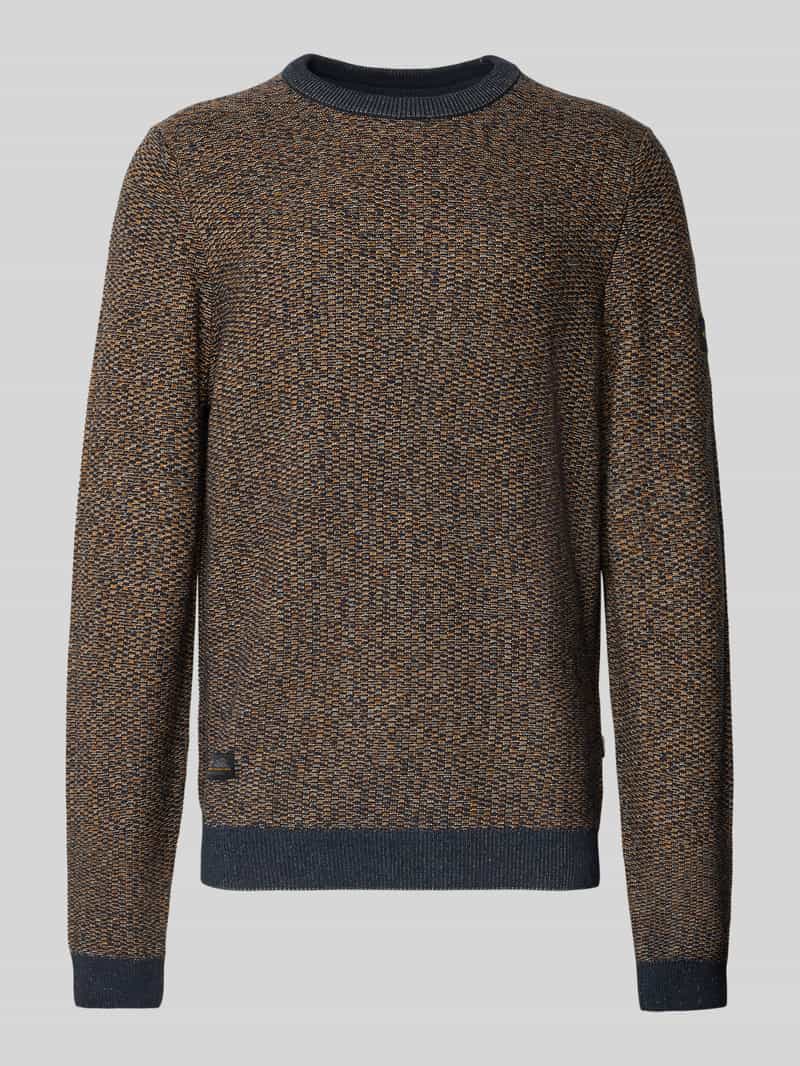 camel active Gebreide pullover met ronde hals en labeldetails