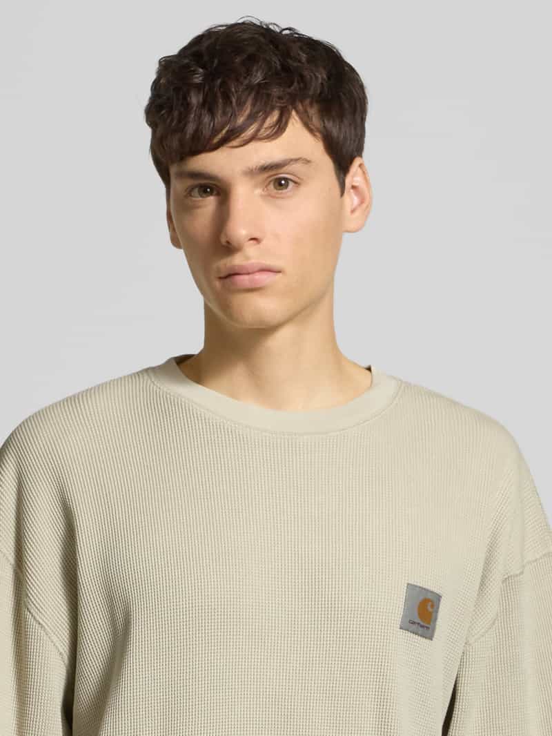Carhartt Work In Progress Shirt met lange mouwen structuurmotief en ronde hals