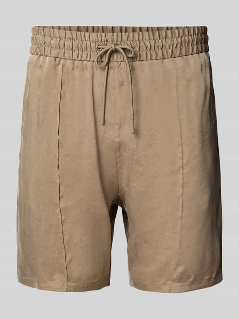 HUGO Korte regular fit broek met vaste persplooien model 'Ravis'