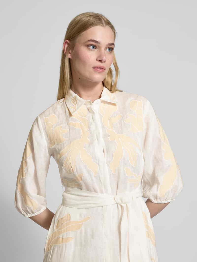 Marella Linnen jurk met stitchingdetails model 'NOTA'