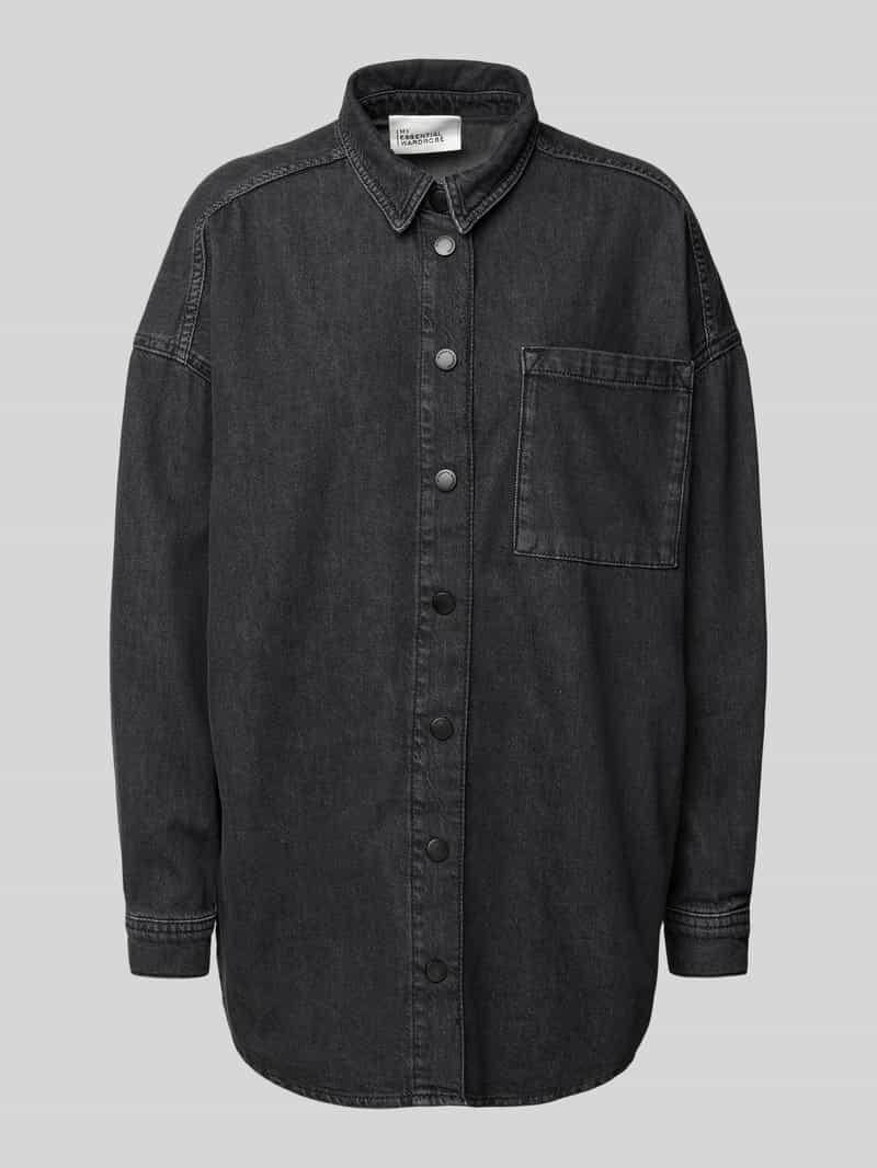 My Essential Wardrobe Relaxed fit jeansblouse met borstzak model 'Malo'