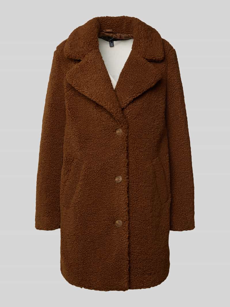 Vero Moda Regular fit lange jas van teddybont met platte kraag model 'KYLIE'