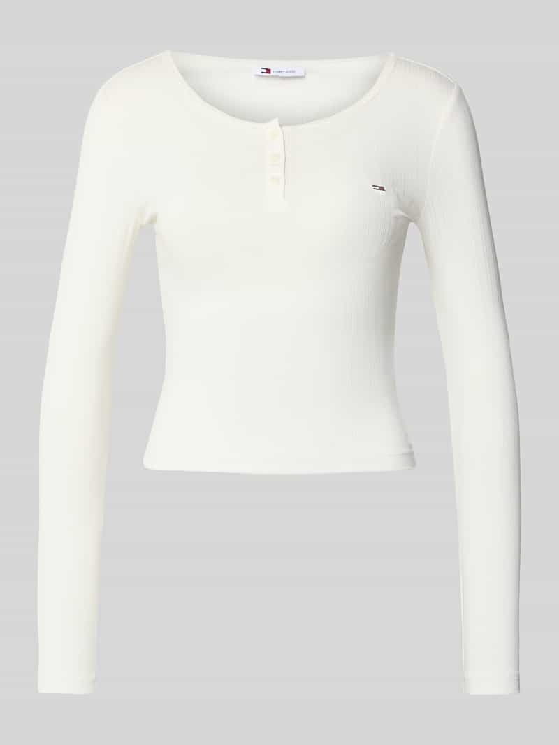 Tommy Jeans Slim fit henley shirt met ribstructuur