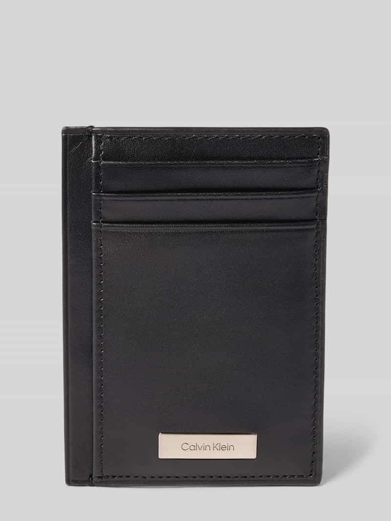 CK Calvin Klein Pasjeshouder van leer met labelapplicatie model 'PLAQUE'