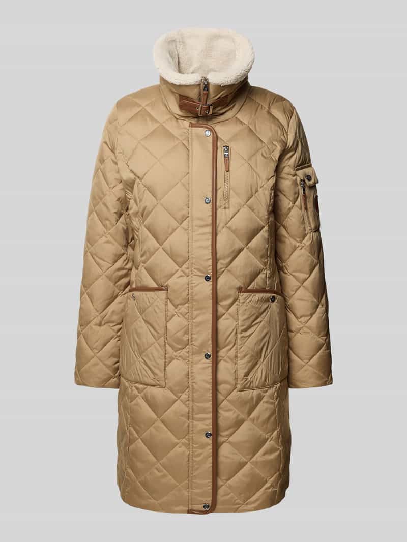 Lauren Ralph Lauren Gewatteerde lange jas met opstaande kraag en ritssluiting