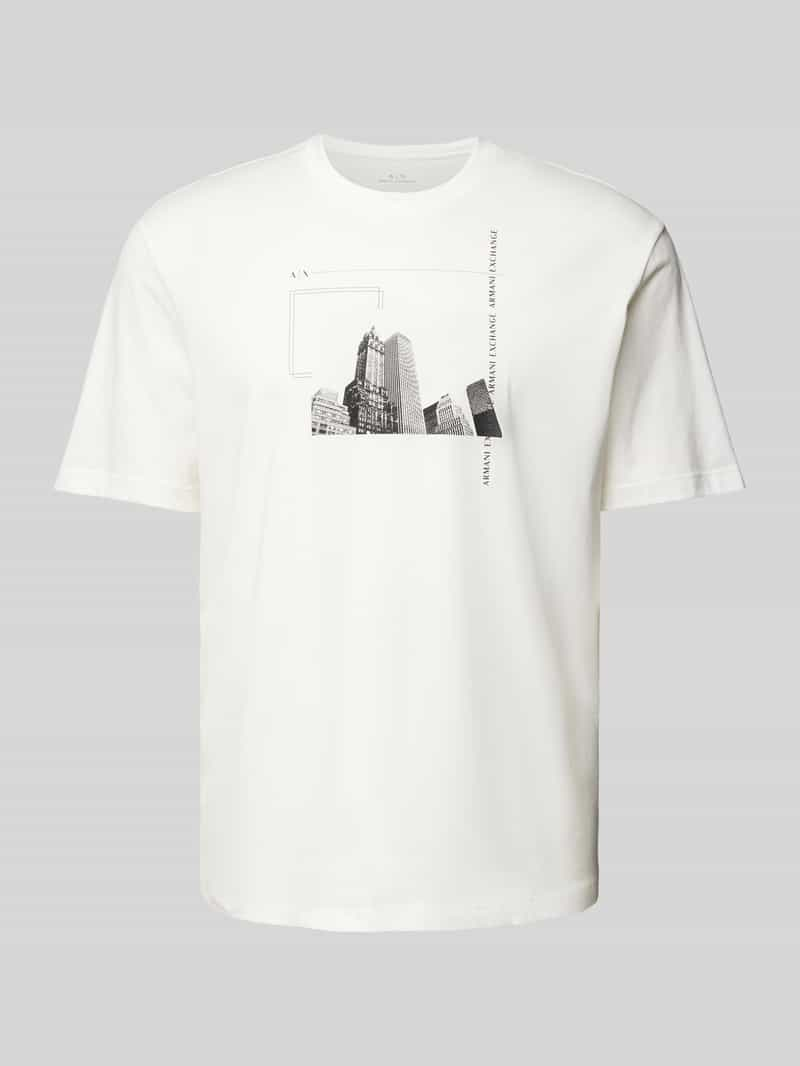 Armani Exchange T-shirt met labelprint, model 'New York Building'