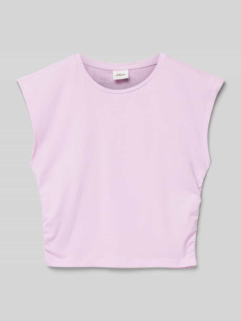 s.Oliver RED LABEL Shaped fit korte top van zuiver katoen met tekstprint
