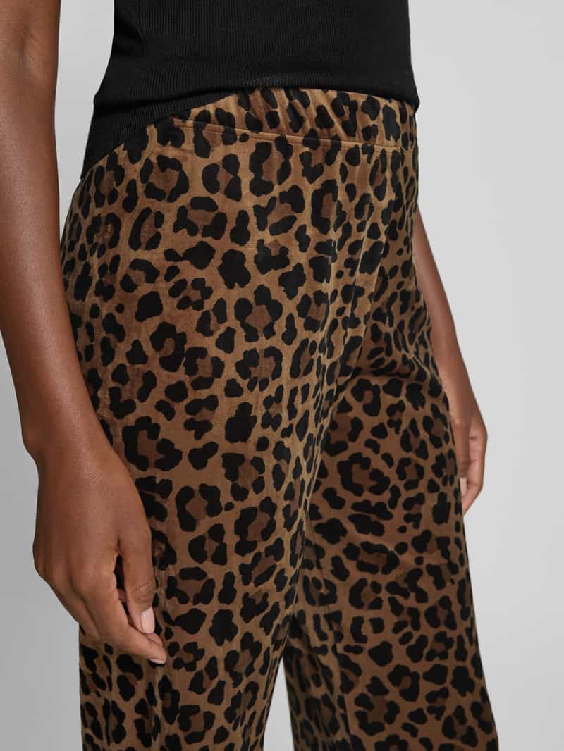 Marc Cain Regular fit stoffen broek met all-over dierenprint