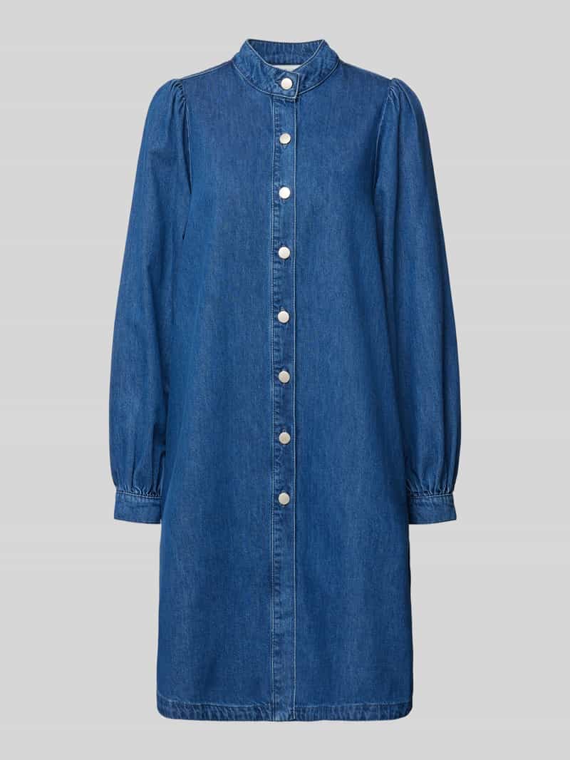 MSCH Copenhagen Knielange jeansjurk met opstaande kraag model 'Elena'