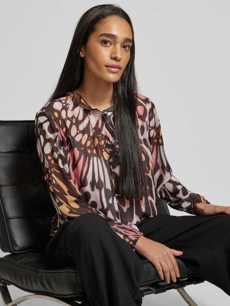Marc Cain Relaxed fit blouse met opstaande kraag