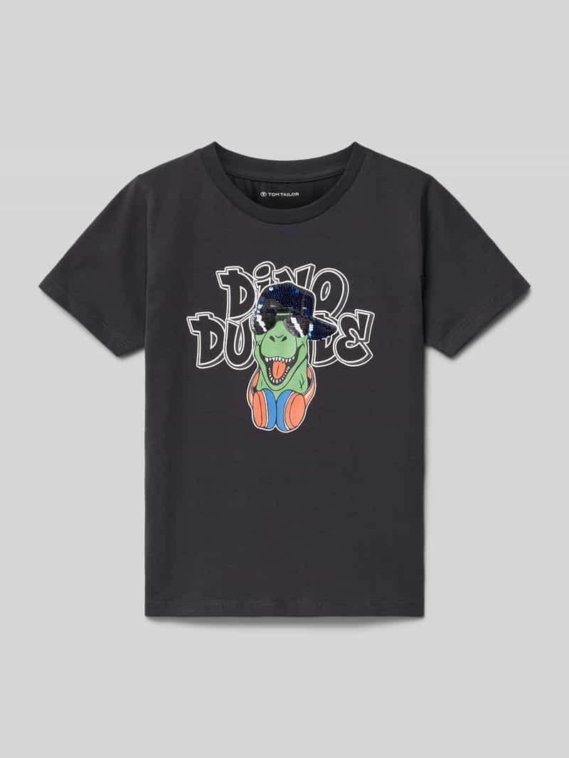Tom Tailor Regular fit T-shirt met interactief pailettenmotief
