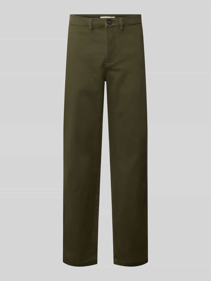 Selected Straight Fit Chino aus Baumwoll-Mix Modell 'Miles' in Oliv, Größe 31/34 21140373134