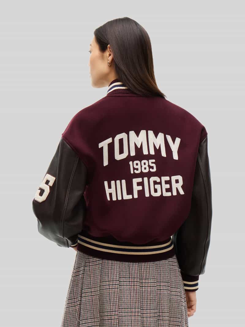 Tommy Hilfiger relaxed fit leren jacks van wolmix