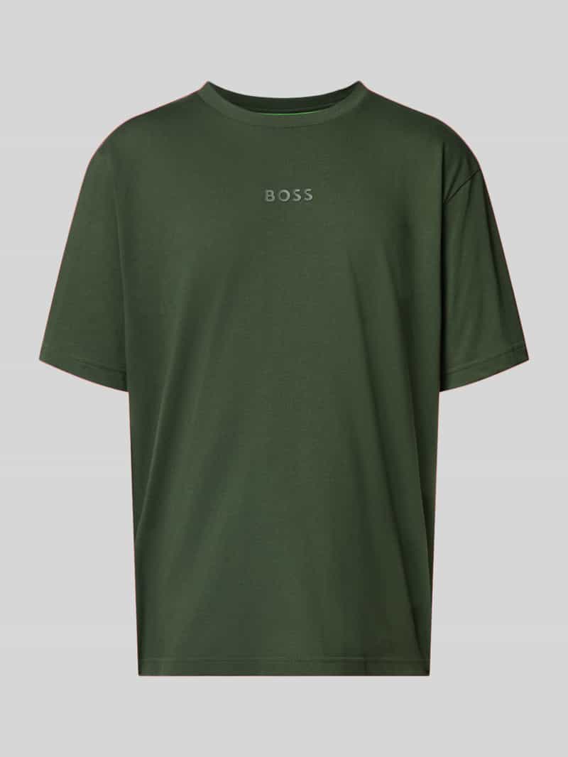 BOSS Green T-shirt met labelprint en ronde hals