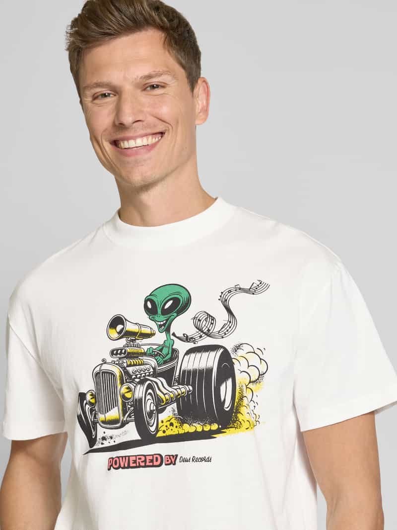 DEUS EX MACHINA T-shirt met geribde ronde hals model 'Celestial'
