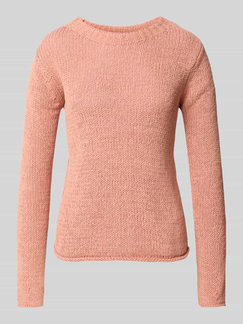 Marc O'Polo Slim fit gebreide pullover van katoenmix met geribde boothals