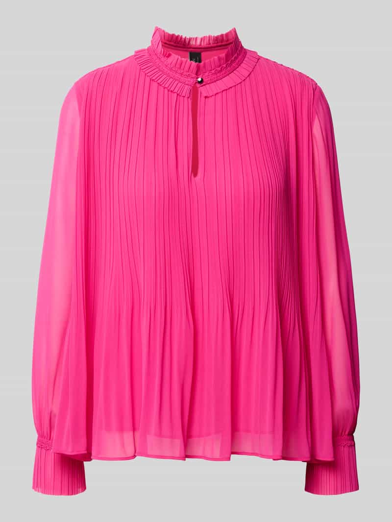 Marc Cain blouse met lange mouwen met kraag met ruches Cut Out