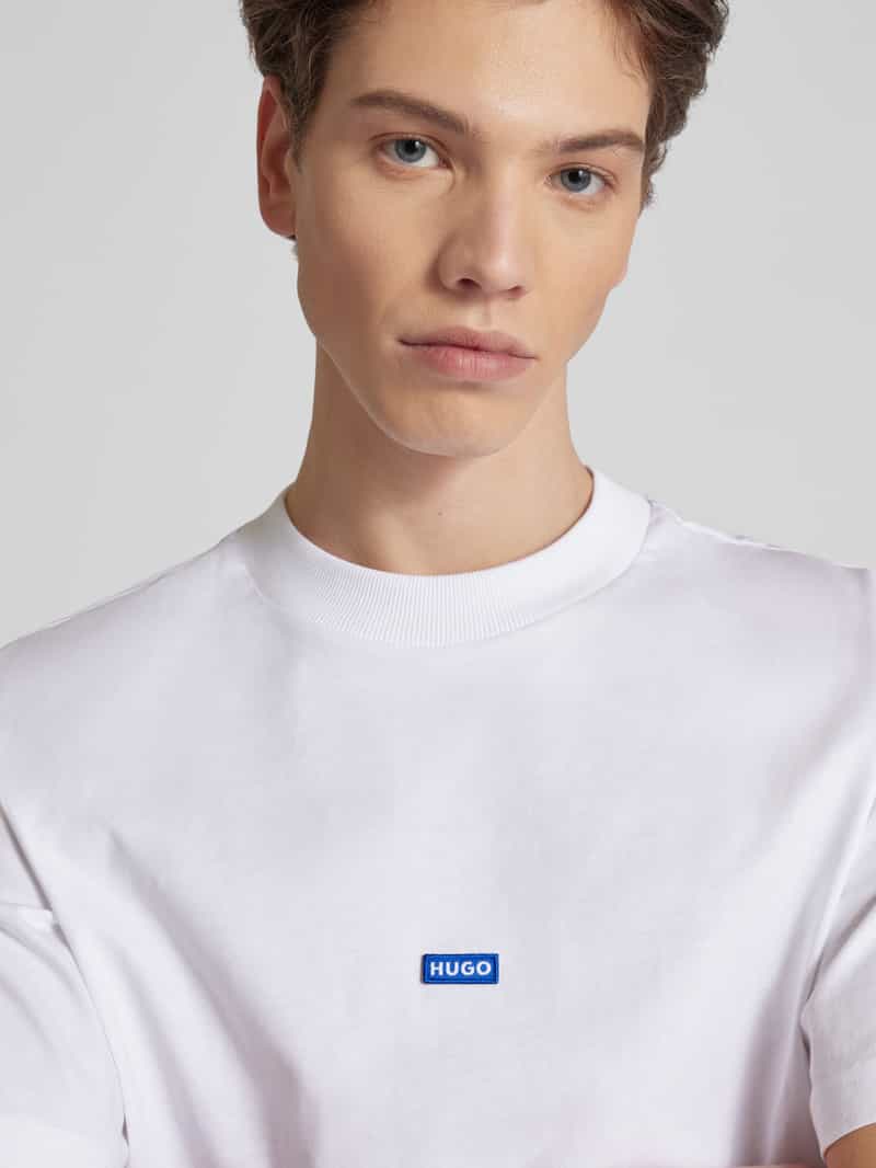 Hugo Blue T-shirt met labelpatch model 'Nieros'