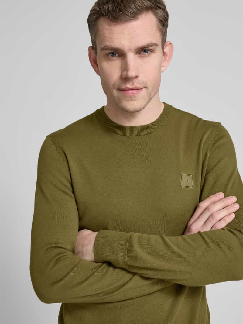 Boss Orange Gebreide pullover met labeldetail model 'Kanovano'