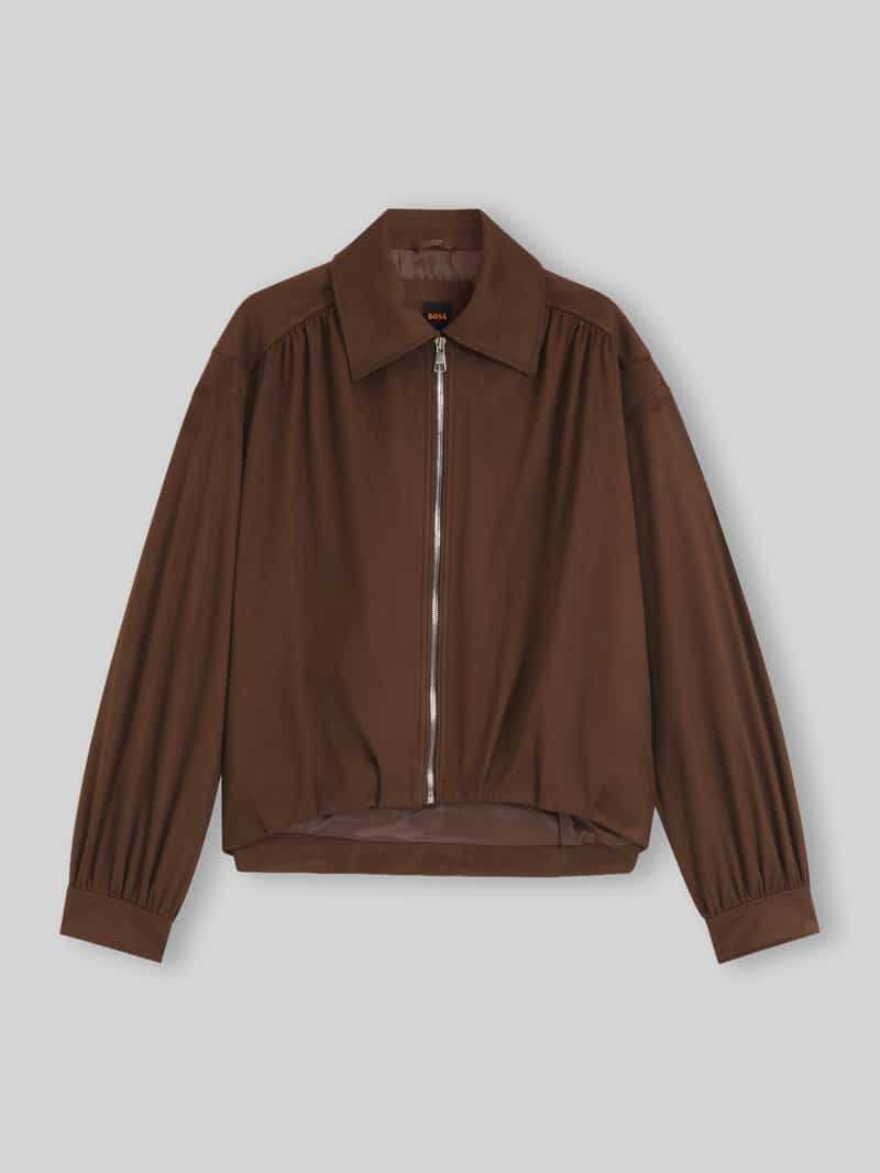 Loose fit kunstleren jack met platte kraag model 'Jasuede'