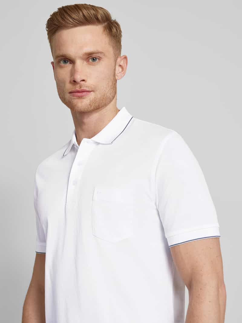 OLYMP Level Five Poloshirt met borstzak en labelstitching