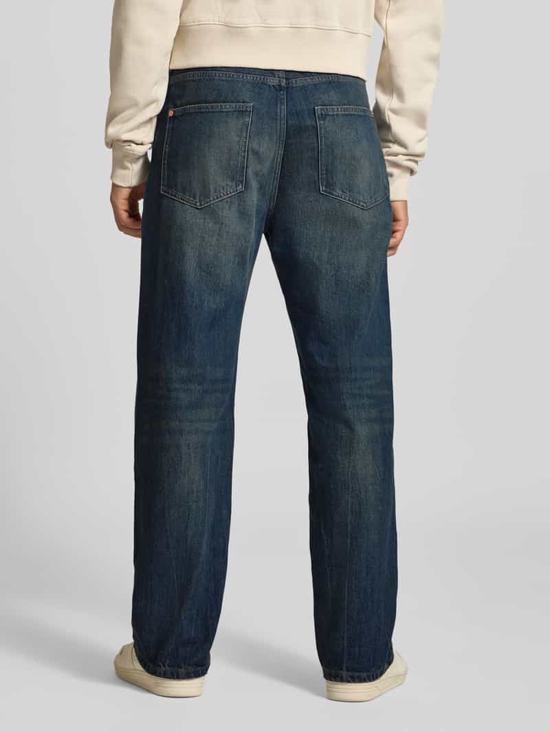 REVIEW straight fit jeans van puur katoen in used-look