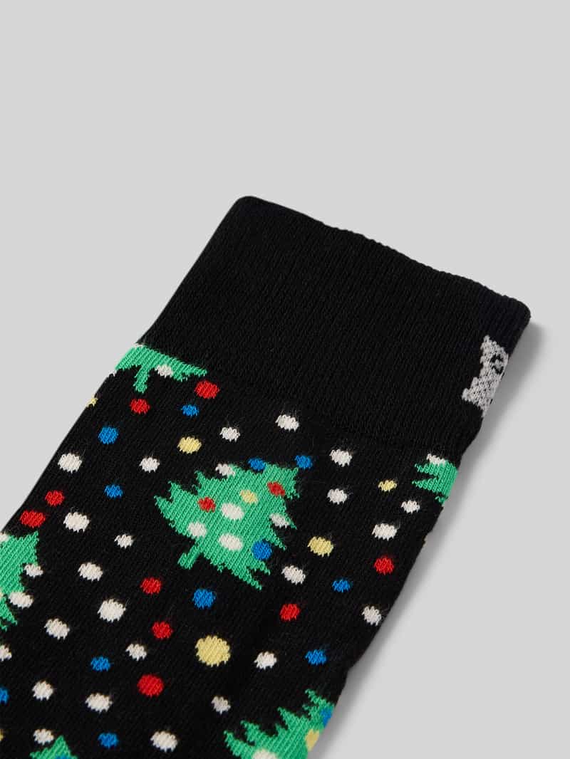 Happy Socks Regular fit sokken met logostitching model 'Christmas Night'