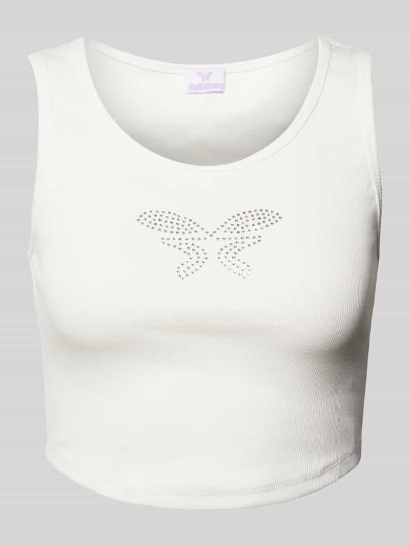 Korte top met strass-steentjes