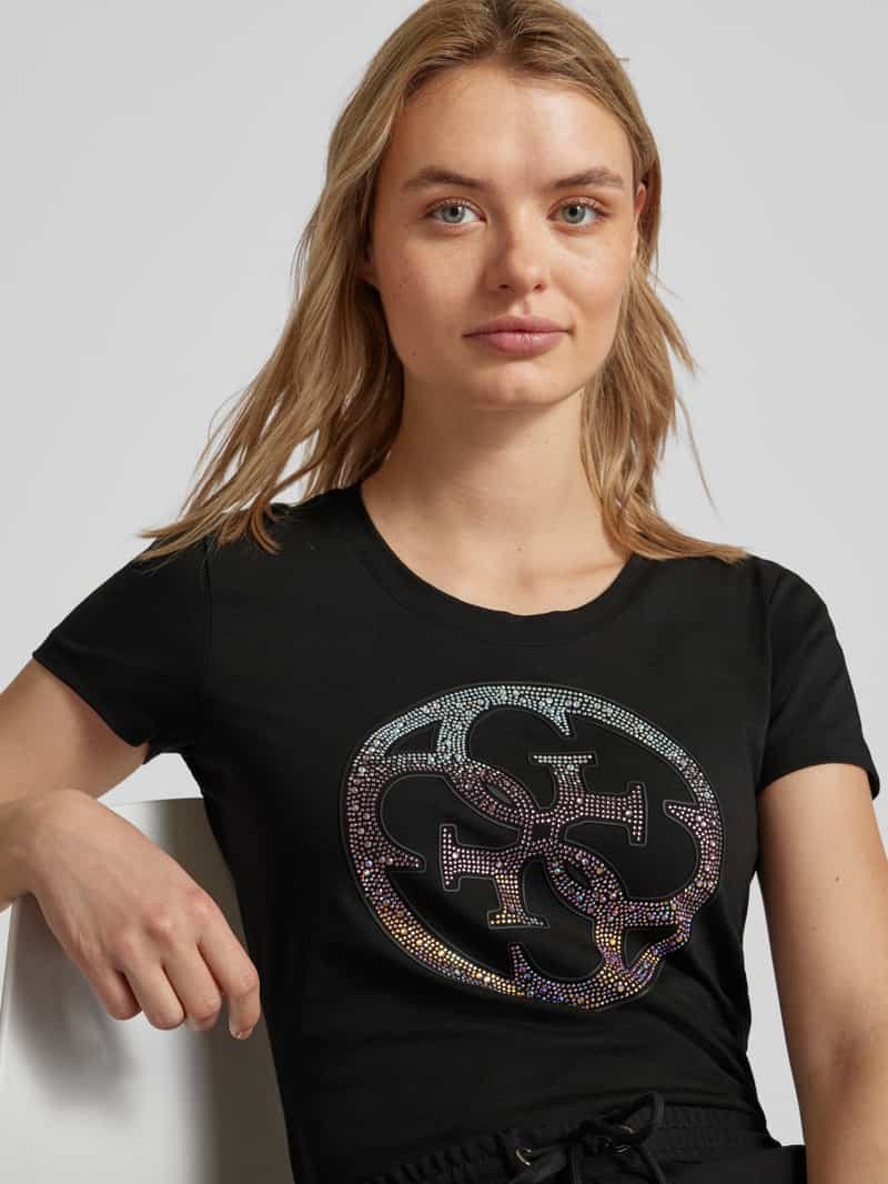 Guess T-shirt met strass-steentjes