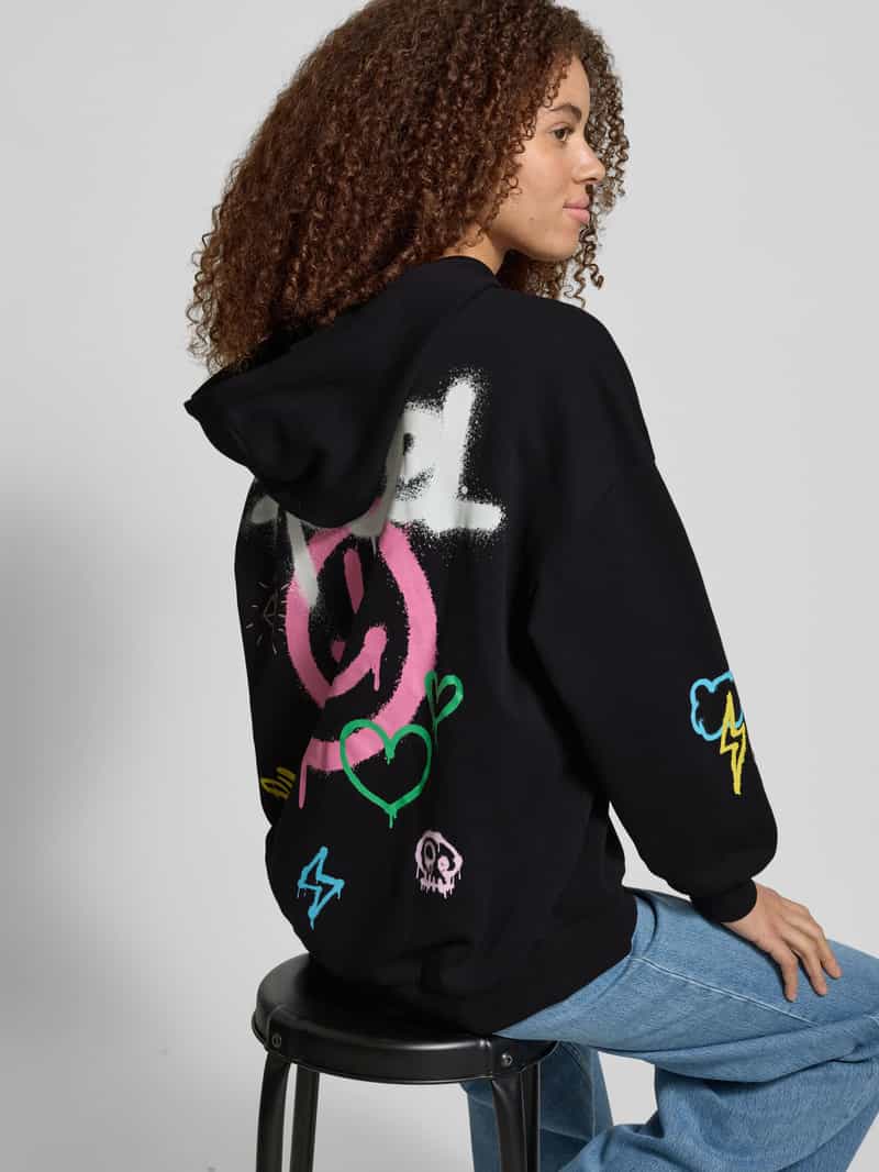 Only Comfort fit hoodie van katoenmix met motiefprint model 'ELODIE'