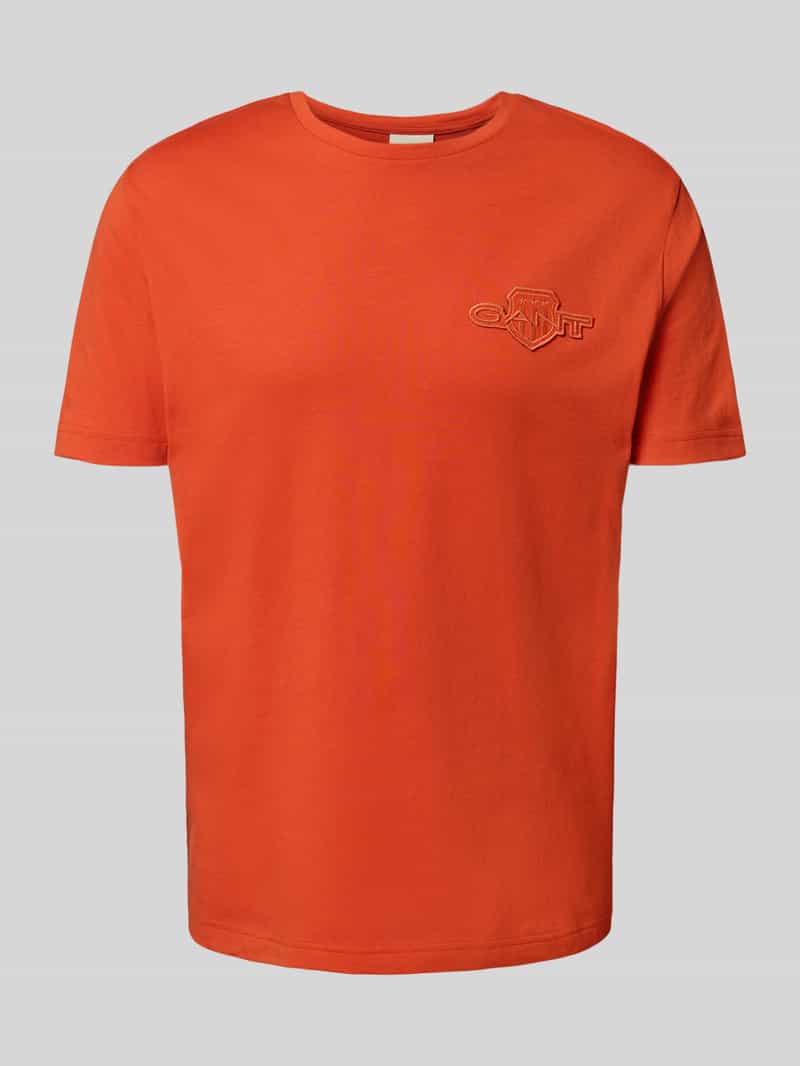 Gant Regular fit T-shirt met labelstitching en ronde hals
