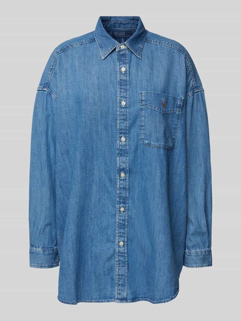 Polo Ralph Lauren Regular fit jeansoverhemd met labelstitching model 'BUTTO'