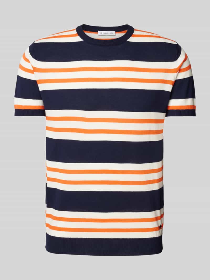 Manuel Ritz T-shirt met geribde ronde hals