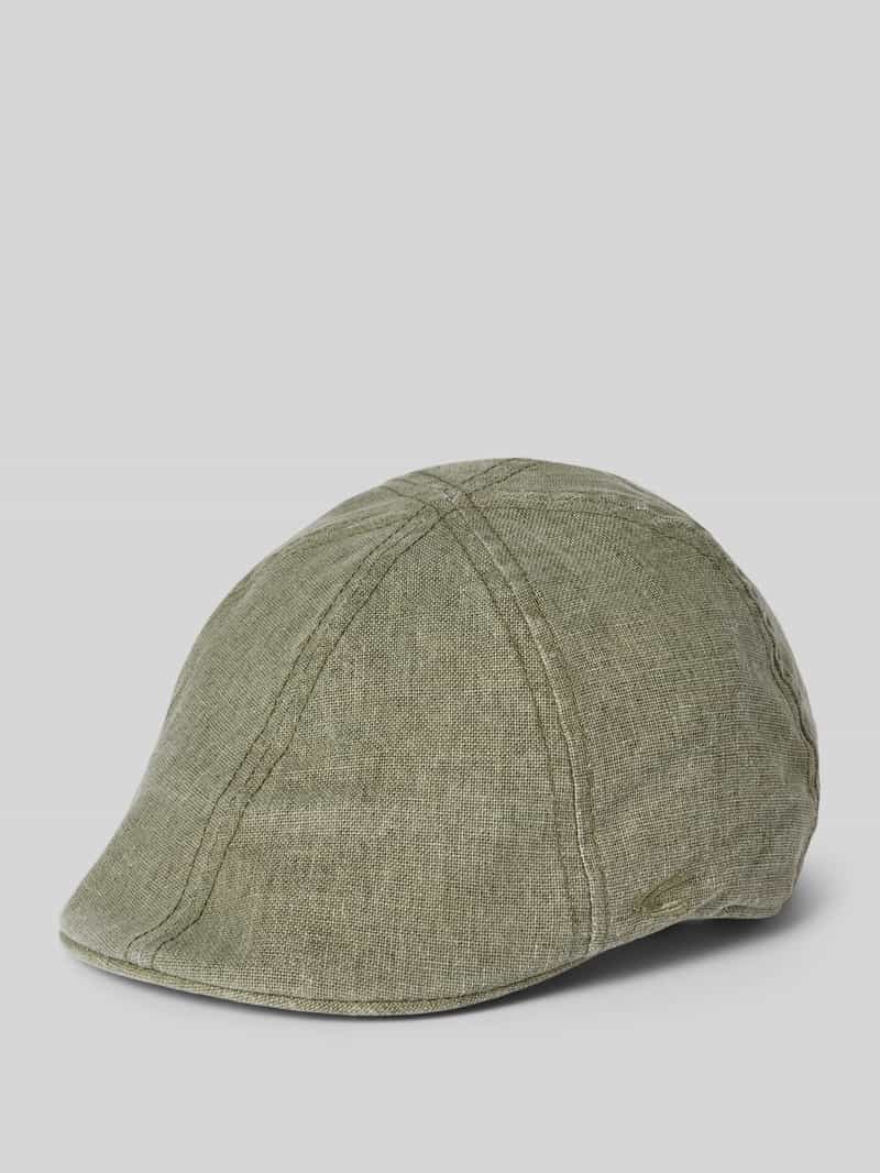 Cap van mix van katoen en linnen met labelstitching