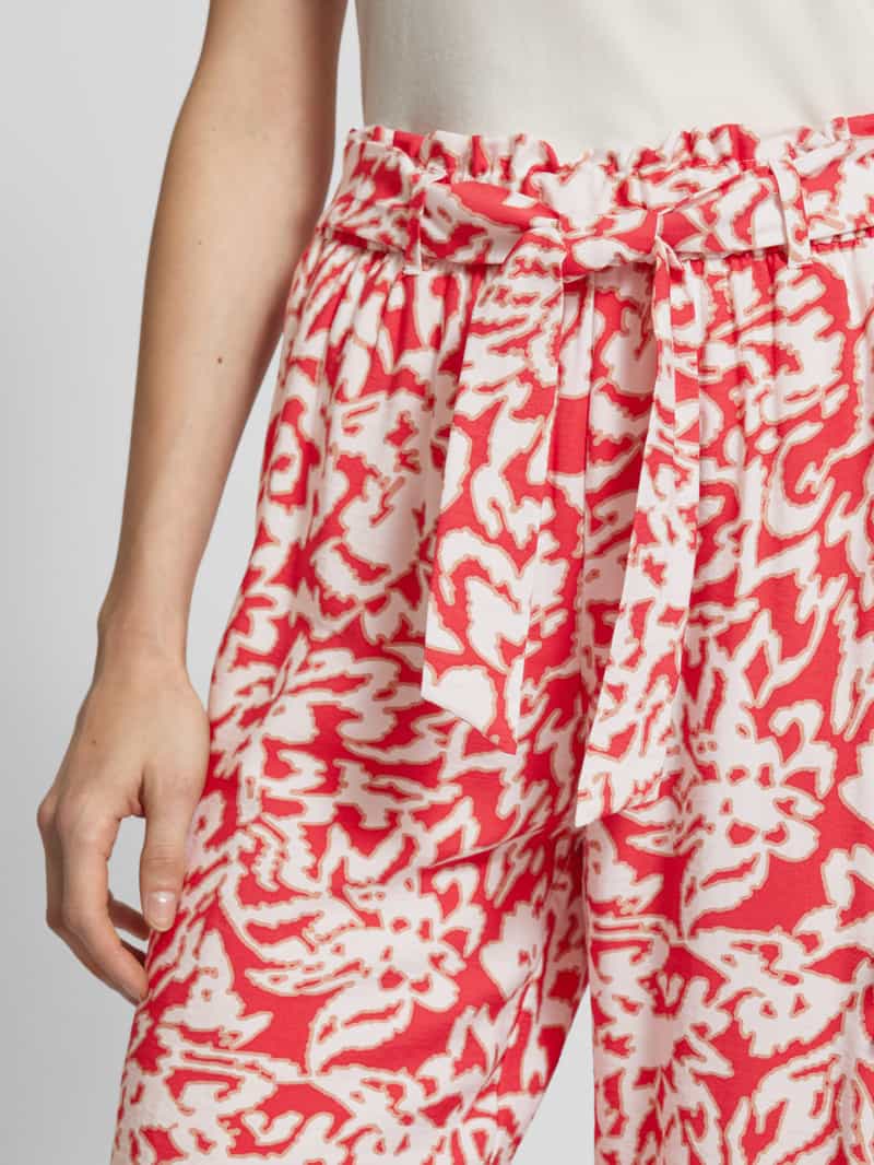 comma Wide leg stoffen broek met strikceintuur