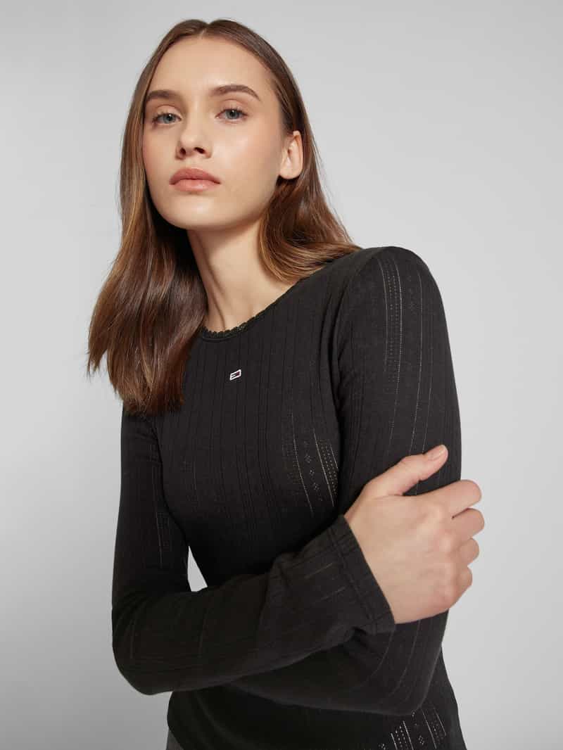 Tommy Jeans Shirt met lange mouwen en labelstitching