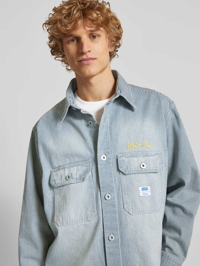 Hugo Blue Relaxed fit vrijetijdsoverhemd met labeldetails model 'Ebolt'