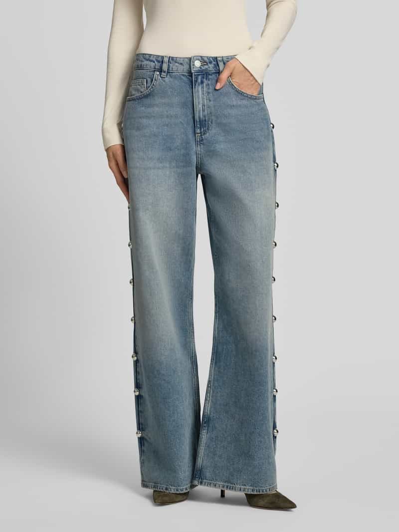 Jake*s Casual wide fit jeans met sierknopen