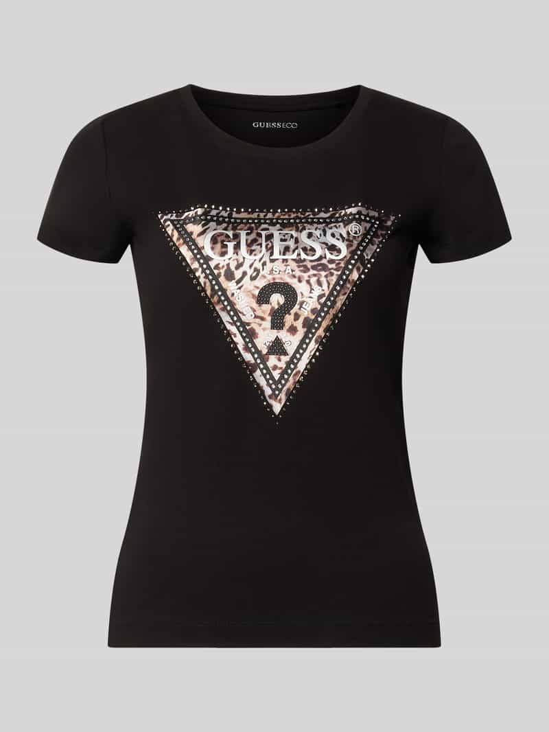 Guess slim fit T-shirt van elastische katoenmix model 'SAVANNA'