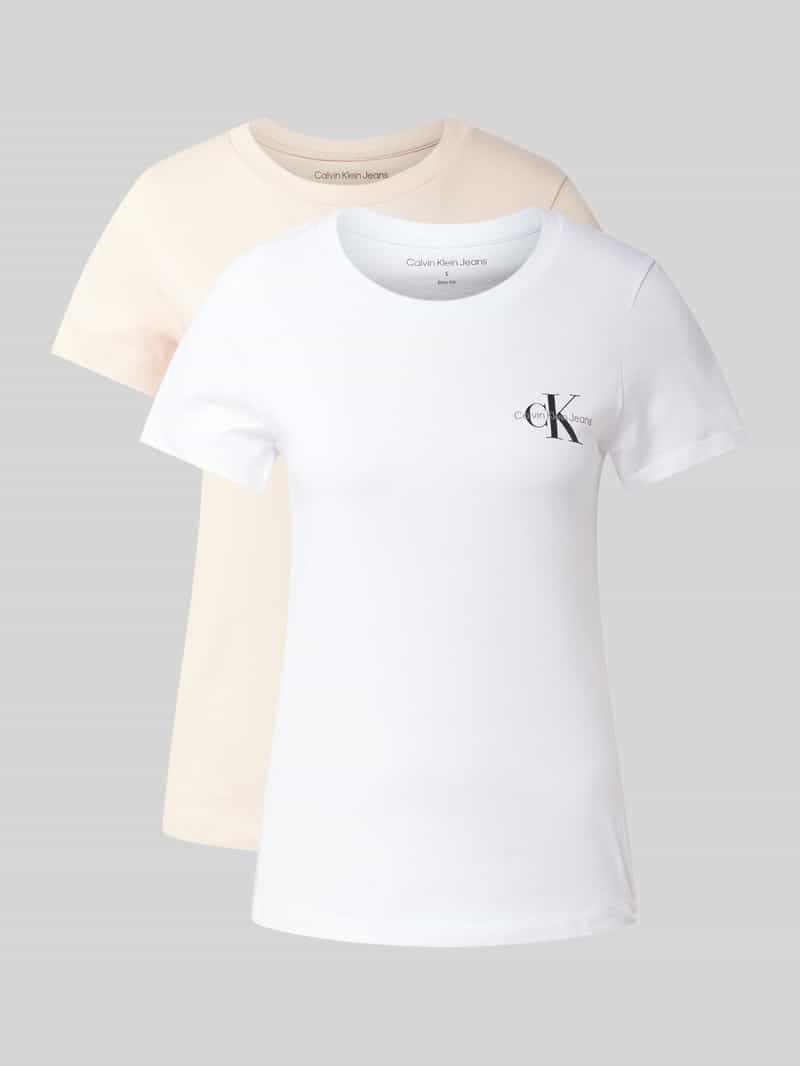 Calvin Klein Jeans T-shirt met labelprint in een set van 2 stuks
