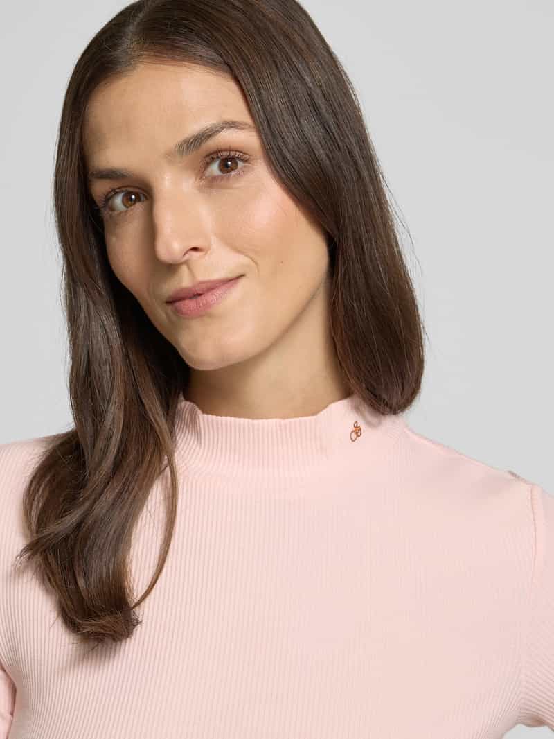 Scotch & Soda T-shirt in riblook met opstaande kraag en labelstitching