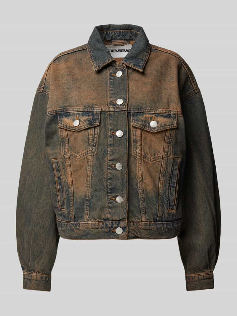 Jeansjack met platte kraag
