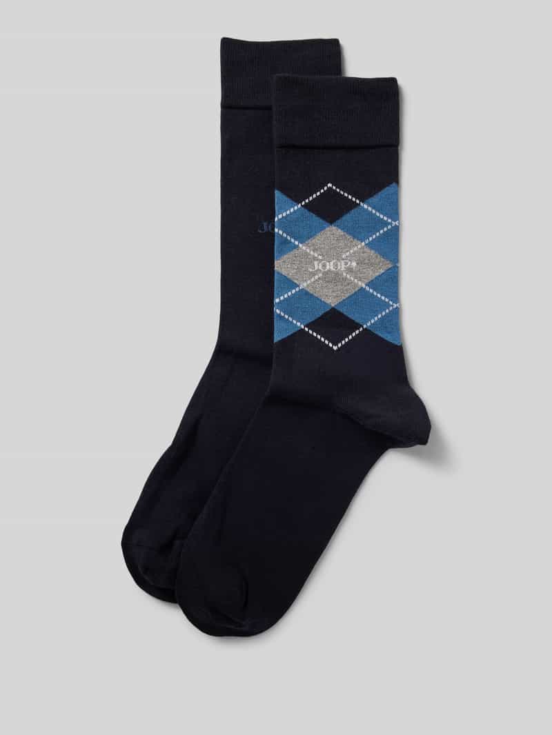 Joop! Sokken Premium Essentials Premium kwaliteit versterkte hiel versterkte tenen Argyle design (Set van 2)